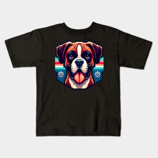 Boxer dog pixel art Kids T-Shirt